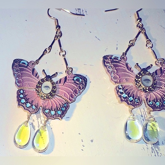 EVIL EYE BUTTERFLY EARRINGS - Picture 8 of 9